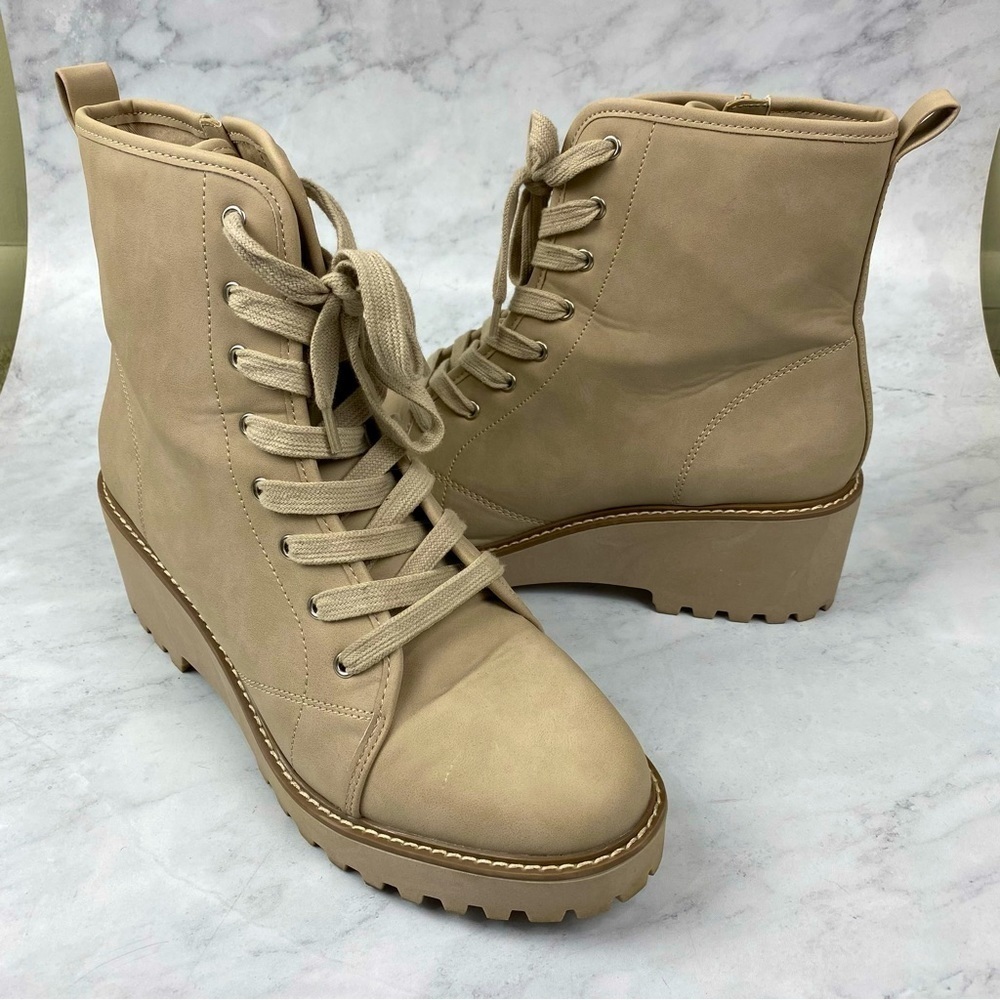Dolce Vita Rachal Full Lace Up Chunky Wedge Platform Combat Ankle Boots Size 11